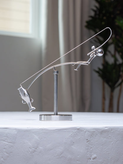 Kinetic Fisherman Sculpture