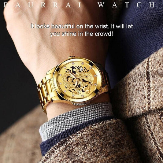 ⌚Embossed Golden Dragon Watch⌚✨
