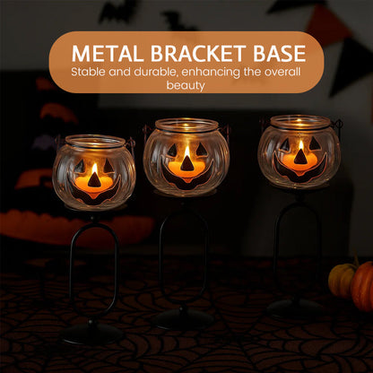 Pumpkin Glass Candlestick